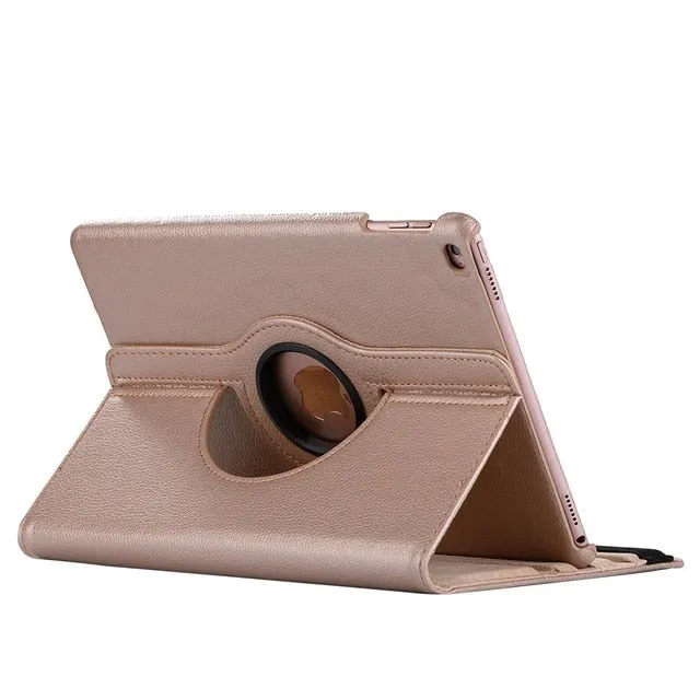 360 Degree Rotating Leather Smart Cover Case for Apple iPads