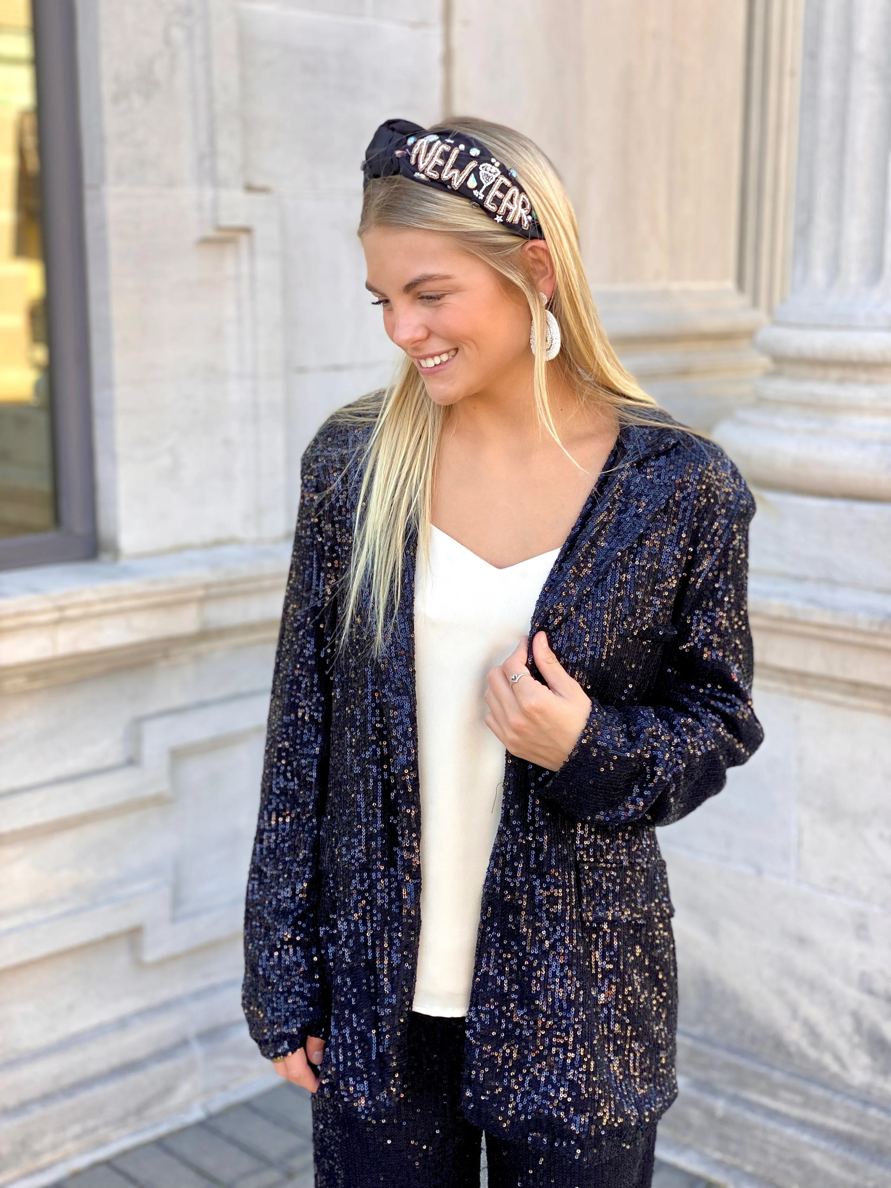 Black New Year Beaded Headband