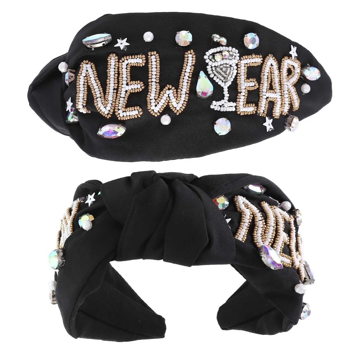 Black New Year Beaded Headband
