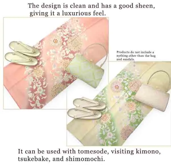 Formal Zori Sandals and Bag Set for TEA ceremony【Green / Pink】S/M/L/LL