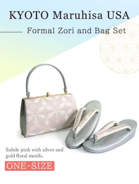 Formal Zori Sandals and Bag Set for TEA ceremony【Subtle pink/ONE-SIZE】