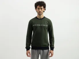 Regular Fit Round Neck Contrast Rib Branded Sweatshirt