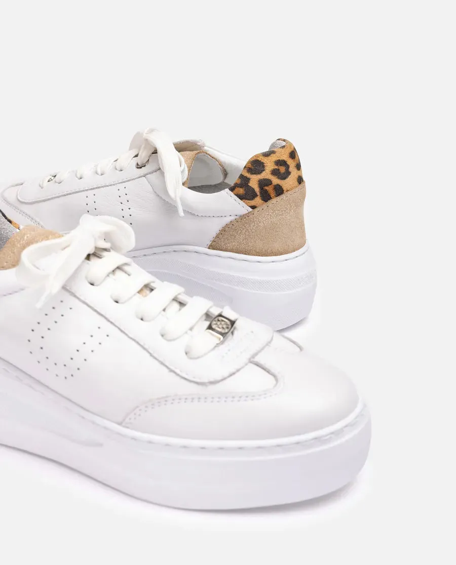 White Trainer with Animal Print - White