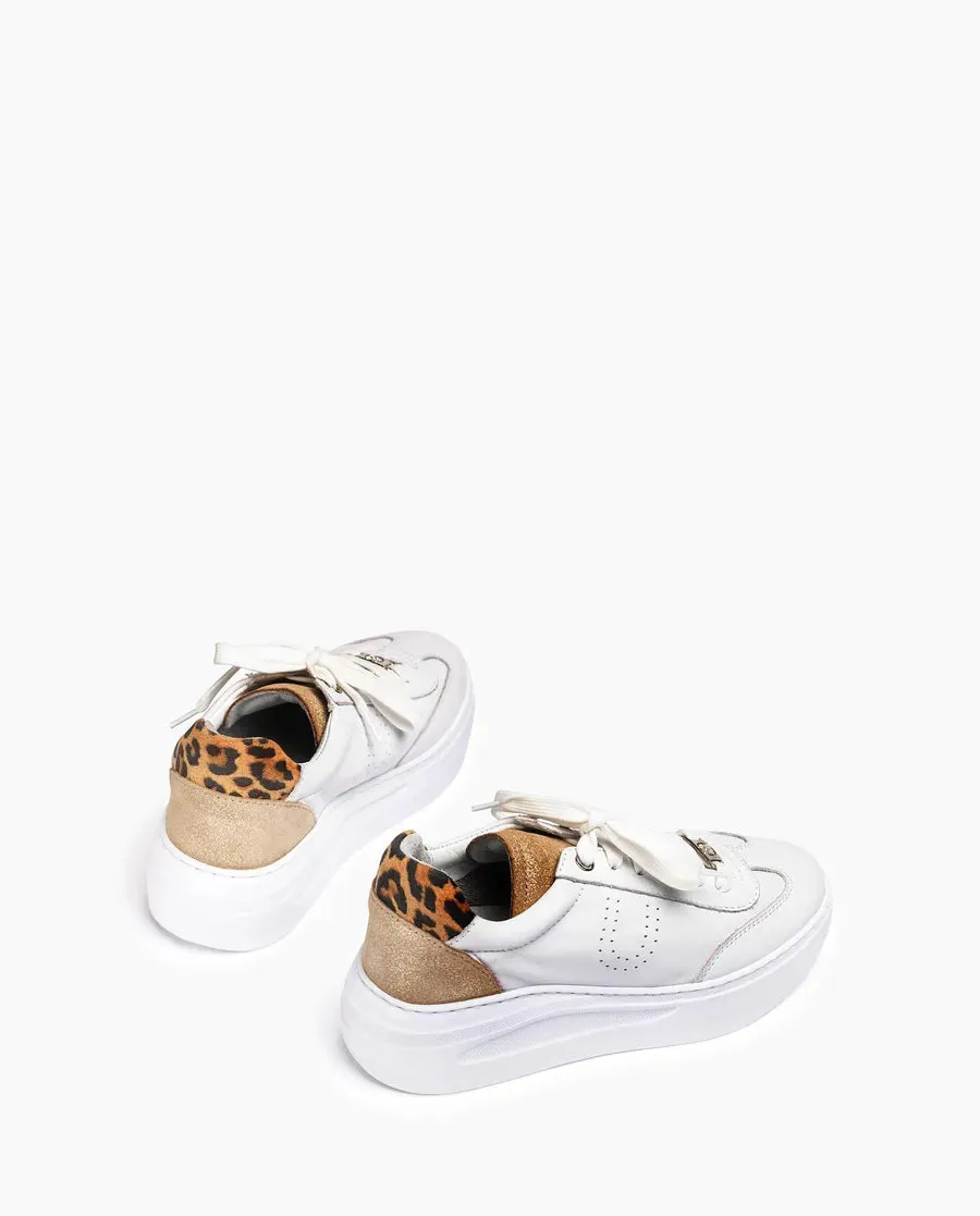 White Trainer with Animal Print - White