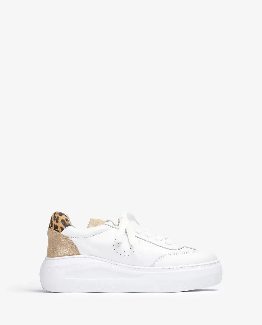 White Trainer with Animal Print - White