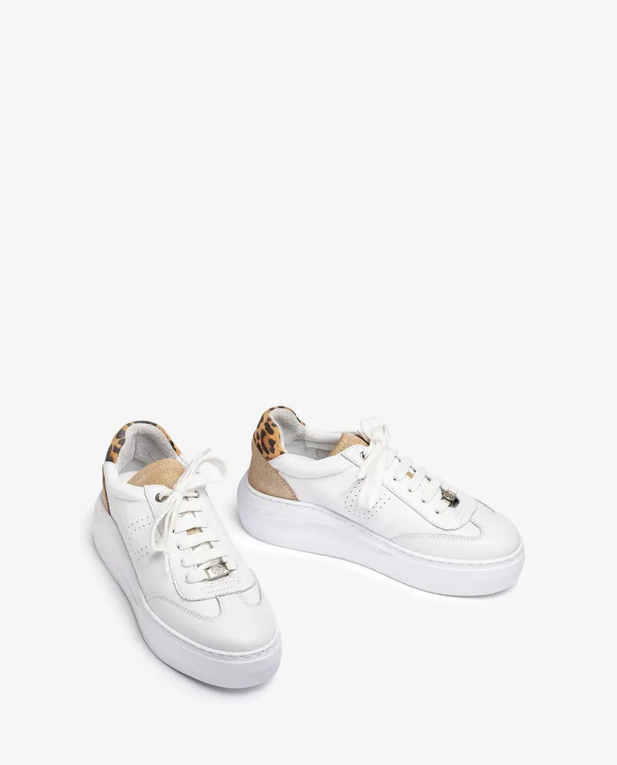 White Trainer with Animal Print - White